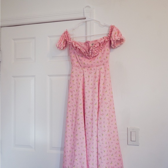 House of Cb Lauren Dress Pink Floral Strapless - Picture 3 of 7